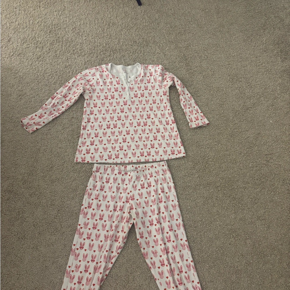 Roller Rabbit Pink and White Bunny Pajama Set